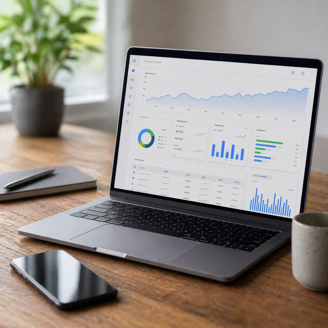 Analyse Dashboard mit steigenden Zahlen für Social Media Erfolg
